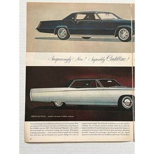 Vintage 1960s Cadillac Eldorado and Sedan de Ville 2 page Print Ad